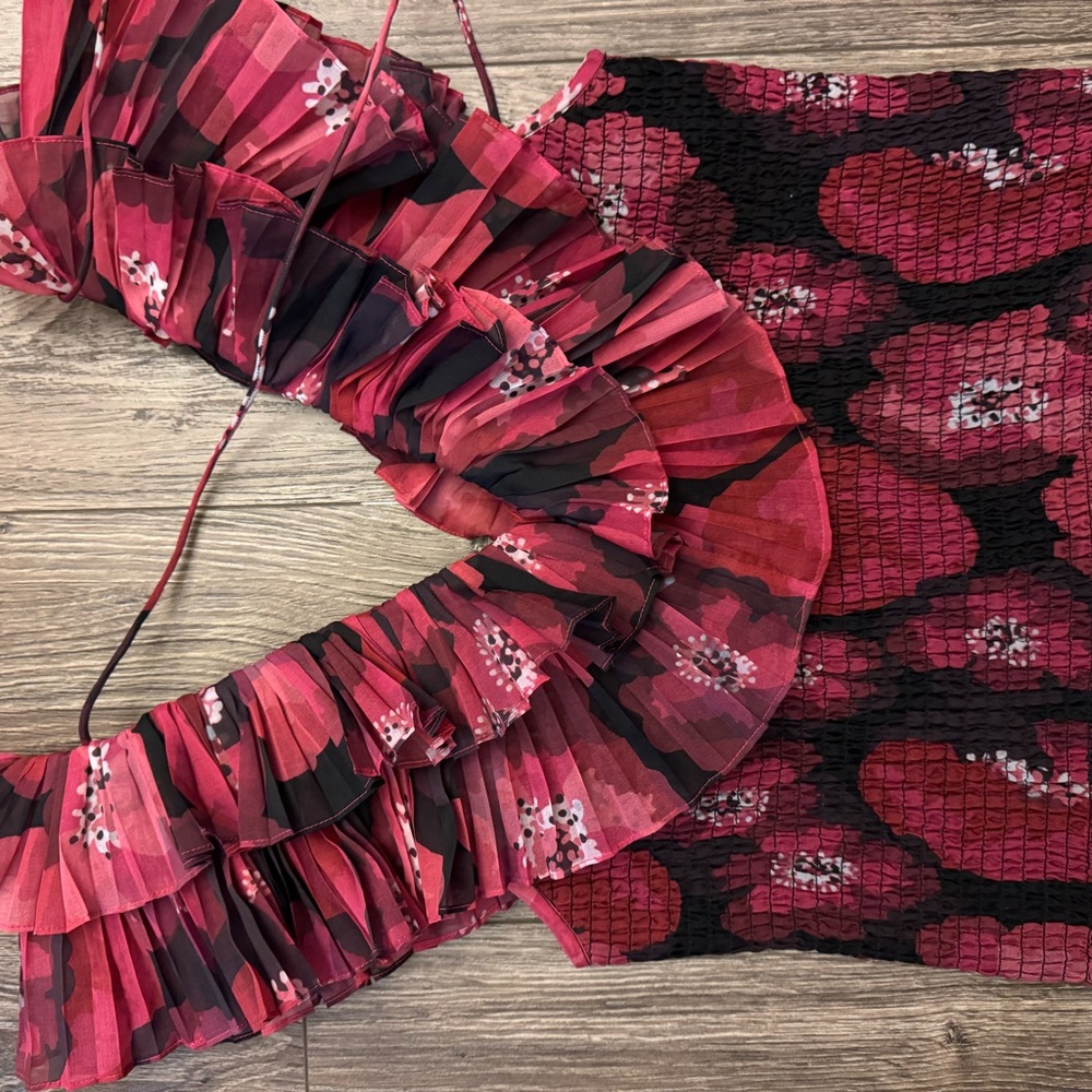 Anthropologie Pink and Black Floral Blouse